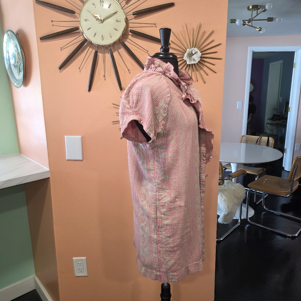 Finley M Pink Short Sleeve Mini Dress Button Down Feminine Dainty Dresses - Picture 9 of 13